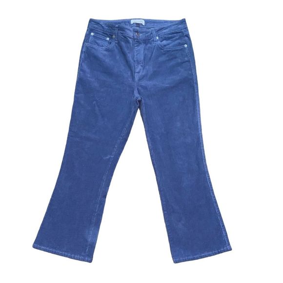 Popsugar Stone Wash Blue High-Waisted Kick Flare Flared Corduroy Pants Size 12 - Picture 10 of 14